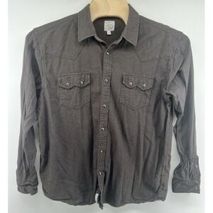 Moonshine Spirit Pearl Snap Shirt Mens XL Brown Black Houndstooth Long Sleeved